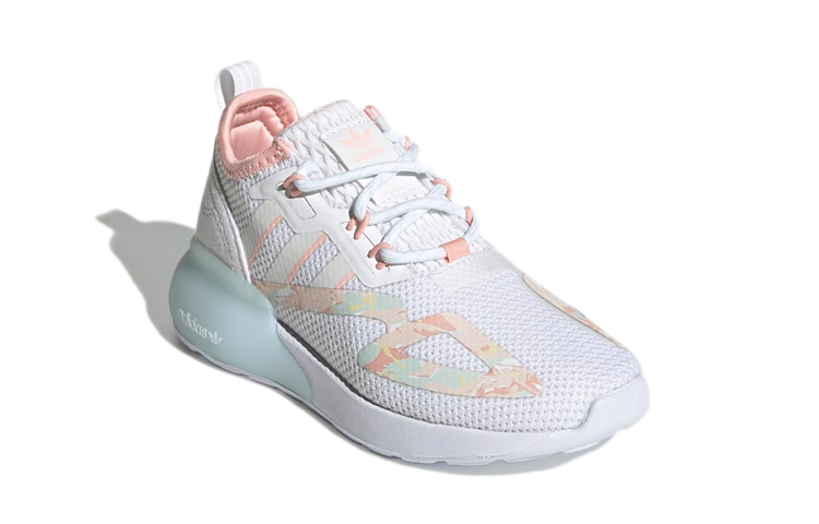 Детские кроссовки adidas originals ZX 2K (бело-розово-голубые) — фото 3