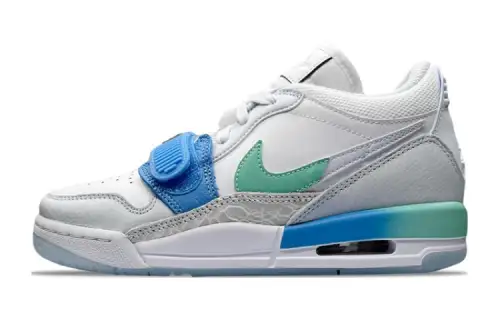 Jordan Legacy 312 GS Slip Resistant Mid top Basketball Shoes Gray Blue Unisex