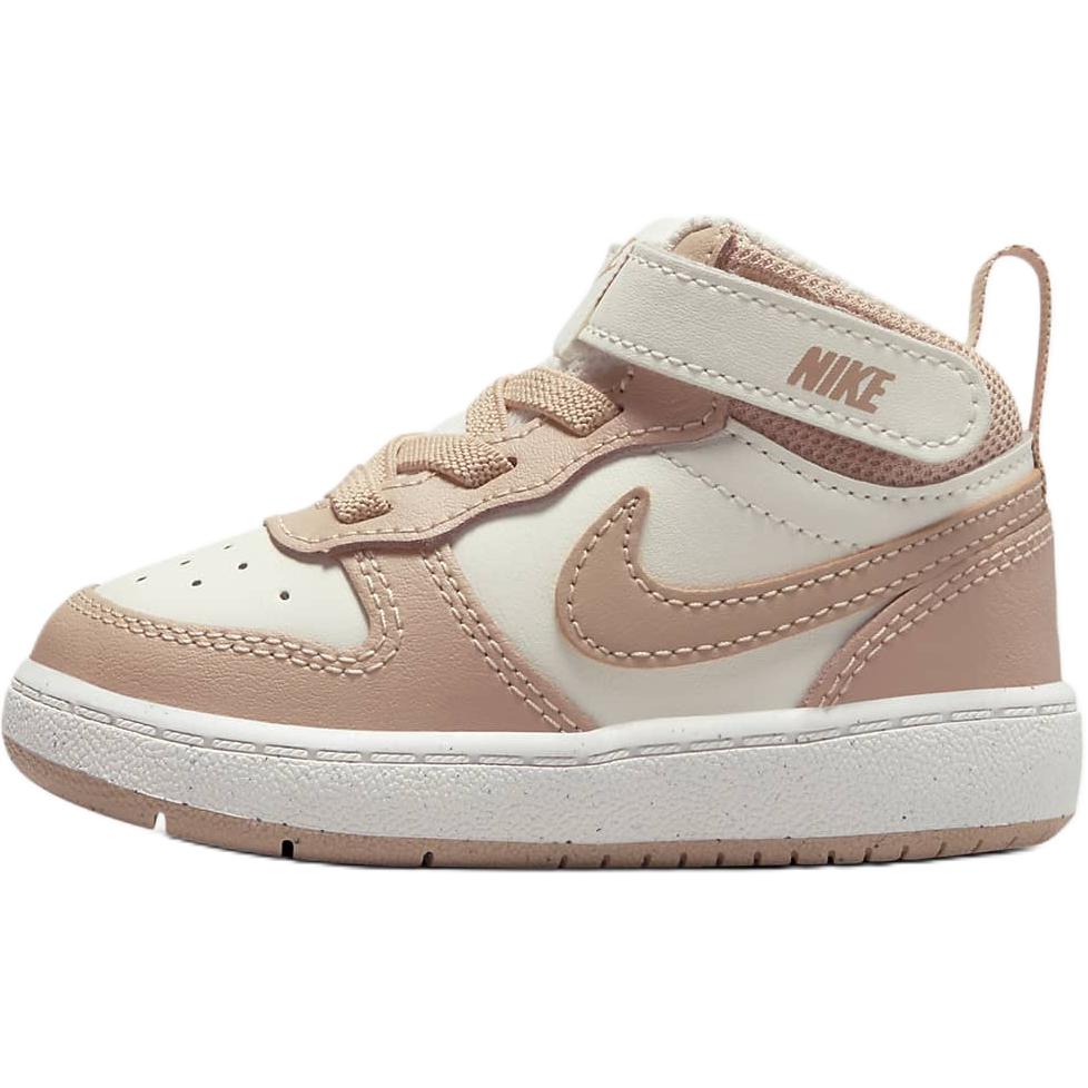 Детские кроссовки Nike Court Borough Mid 2 (бело-розовые)