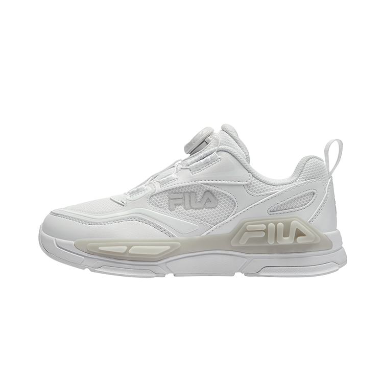 FILA KIDS Skywalker 2 Classic Culture Series Light, comfortable, trendy and versatile, non-slip, wear-resistant and breathable, children's running shoes, Fila white/rain and fog gray, children's style