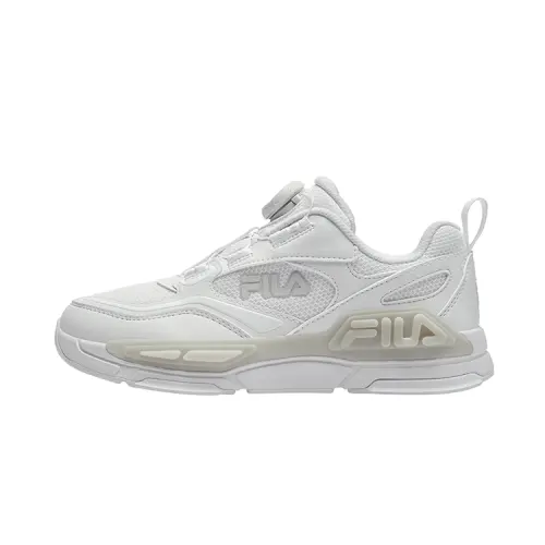 FILA KIDS Skywalker 2 Classic Culture Series Light, comfortable, trendy and versatile, non-slip, wear-resistant and breathable, children's running shoes, Fila white/rain and fog gray, children's style