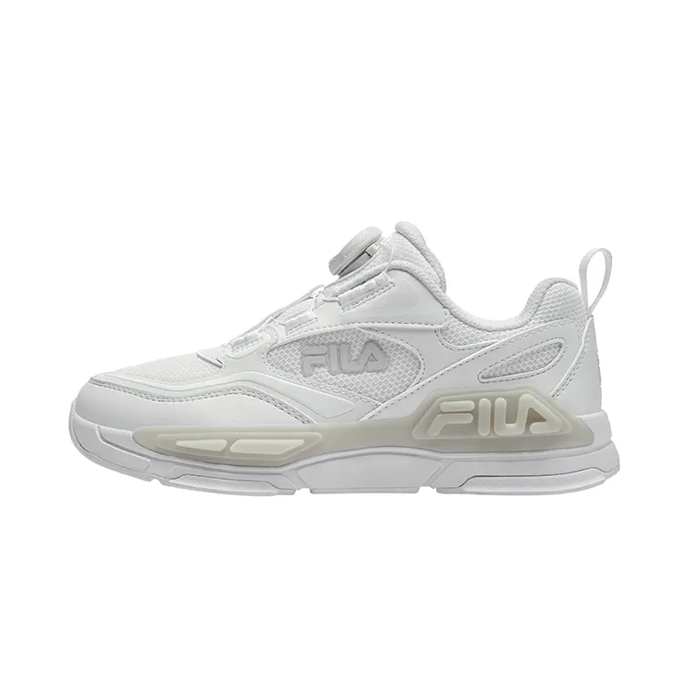 FILA KIDS Skywalker 2 Classic Culture Series Light, comfortable, trendy and versatile, non-slip, wear-resistant and breathable, children's running shoes, Fila white/rain and fog gray, children's style