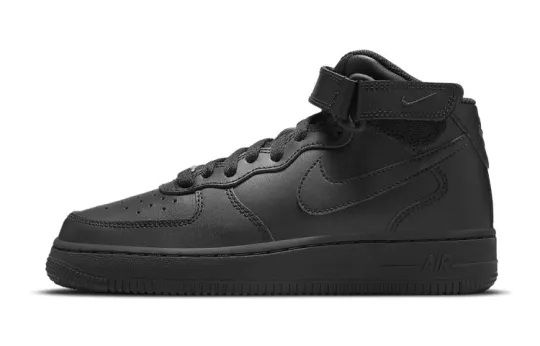 Nike Kids Air Force 1 Mid "Triple Black" Sneakers