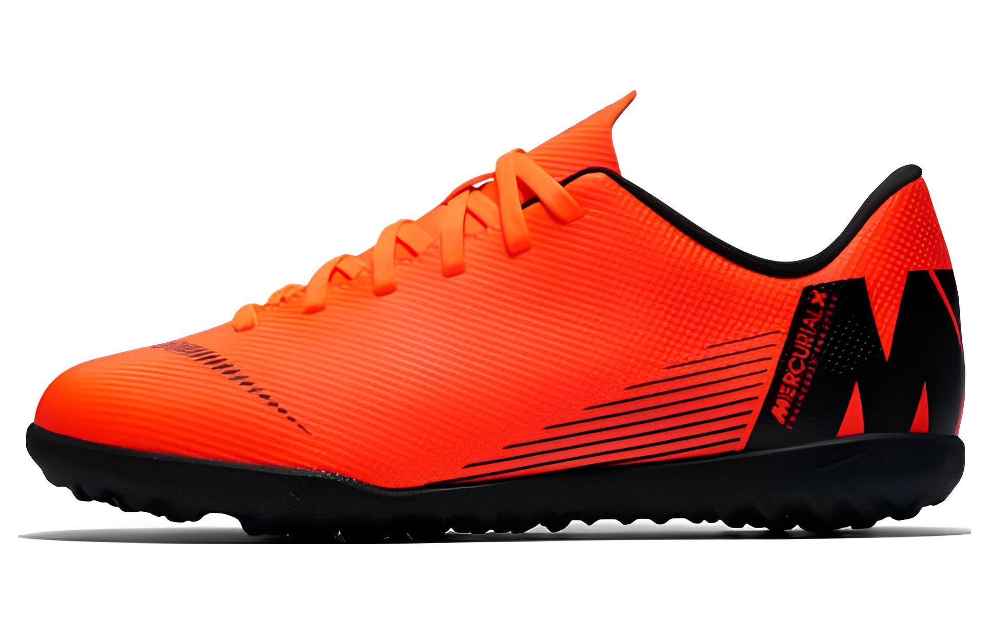 Детские кроссовки Nike NikeMercurial Vapor 12 Club Turf GS (оранжево-черные)