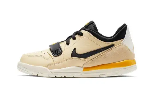 Jordan Legacy 312 Low Pale Vanilla retro, comfortable and versatile low-top children's basketball shoes, black and yellow, middle children