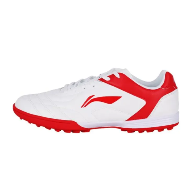 Li Ning YOUNG TF Grassland Slip Resistant Anti Kick Cushioning Low top Kids' Soccer Shoes White Red