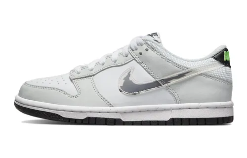 Nike Dunk Low Glitch Swoosh White Grey GS