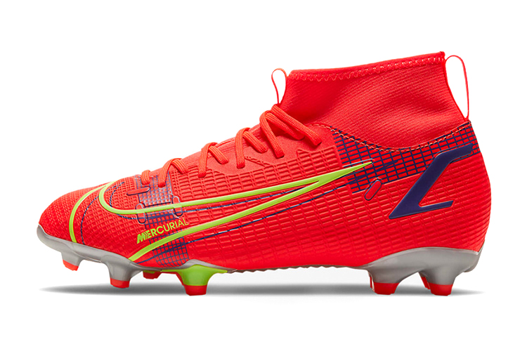 Nike Jr. Mercurial Superfly 8 Mercurial 14 Academy MG Breathable, Wear-Resistant and Non-Slip Low-top Football Shoes Red Children's Style