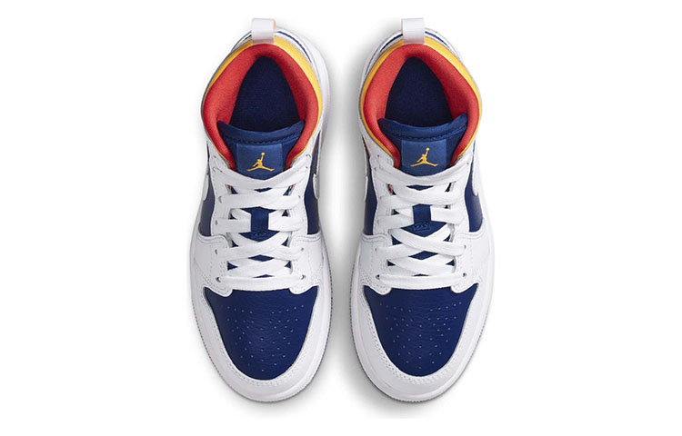 Детские кроссовки Jordan Air Jordan 1 Mid (сине-белые) — Синий / белый — фото 6