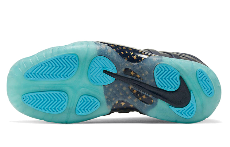 Кроссовки Nike NikeFoamposite One Obsidian GS (черный / синий / золотой) — Чёрный / синий / золотой — фото 8