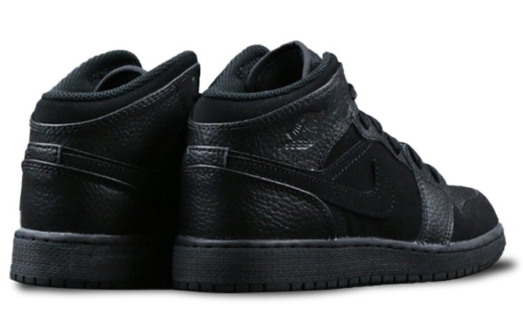 Кроссовки Air Jordan 1 Mid GS (черно-глянцевые) — фото 6