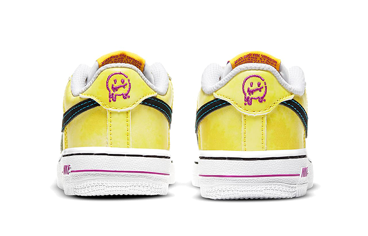 Детские кроссовки Nike Air Force 1 (белый / желтый / синий) — Белый / жёлтый / синий — фото 6