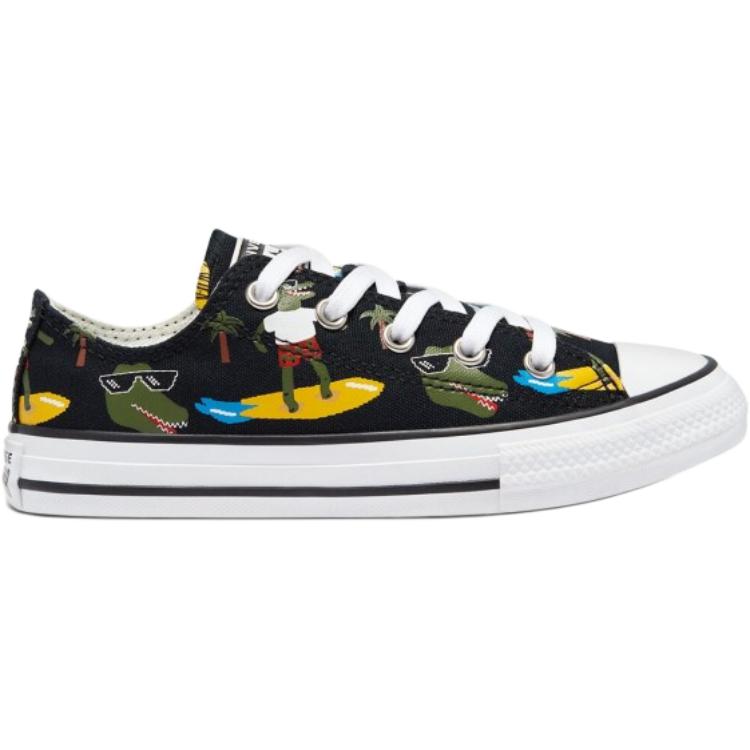 Детские кеды Converse Chuck Taylor All Star (черно-зелено-желтые) — Чёрный / зелёный / жёлтый — фото 2