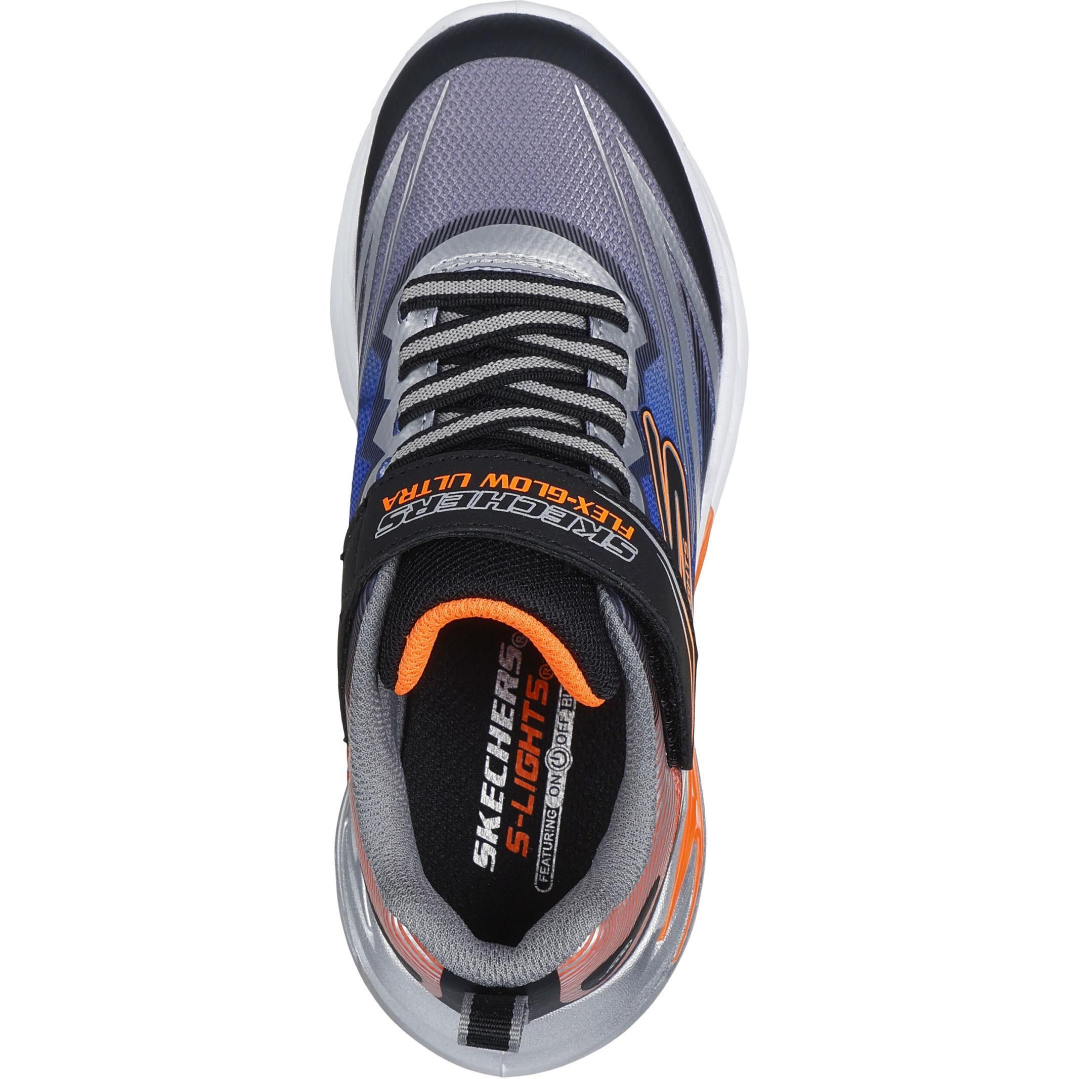 Детские кроссовки Skechers kids S-Lights Flex-Glow Ultra (серо-черные) — фото 3
