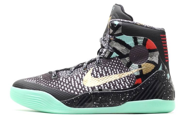 Nike Kobe 9 ELITE All-Star GS trendy high-top basketball shoes black and green same style for men and women