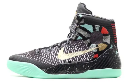Nike Kobe 9 ELITE All-Star GS trendy high-top basketball shoes black and green same style for men and women