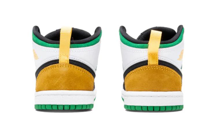 Кроссовки Jordan Air Jordan 1 (бело-зелено-желтые) — фото 4