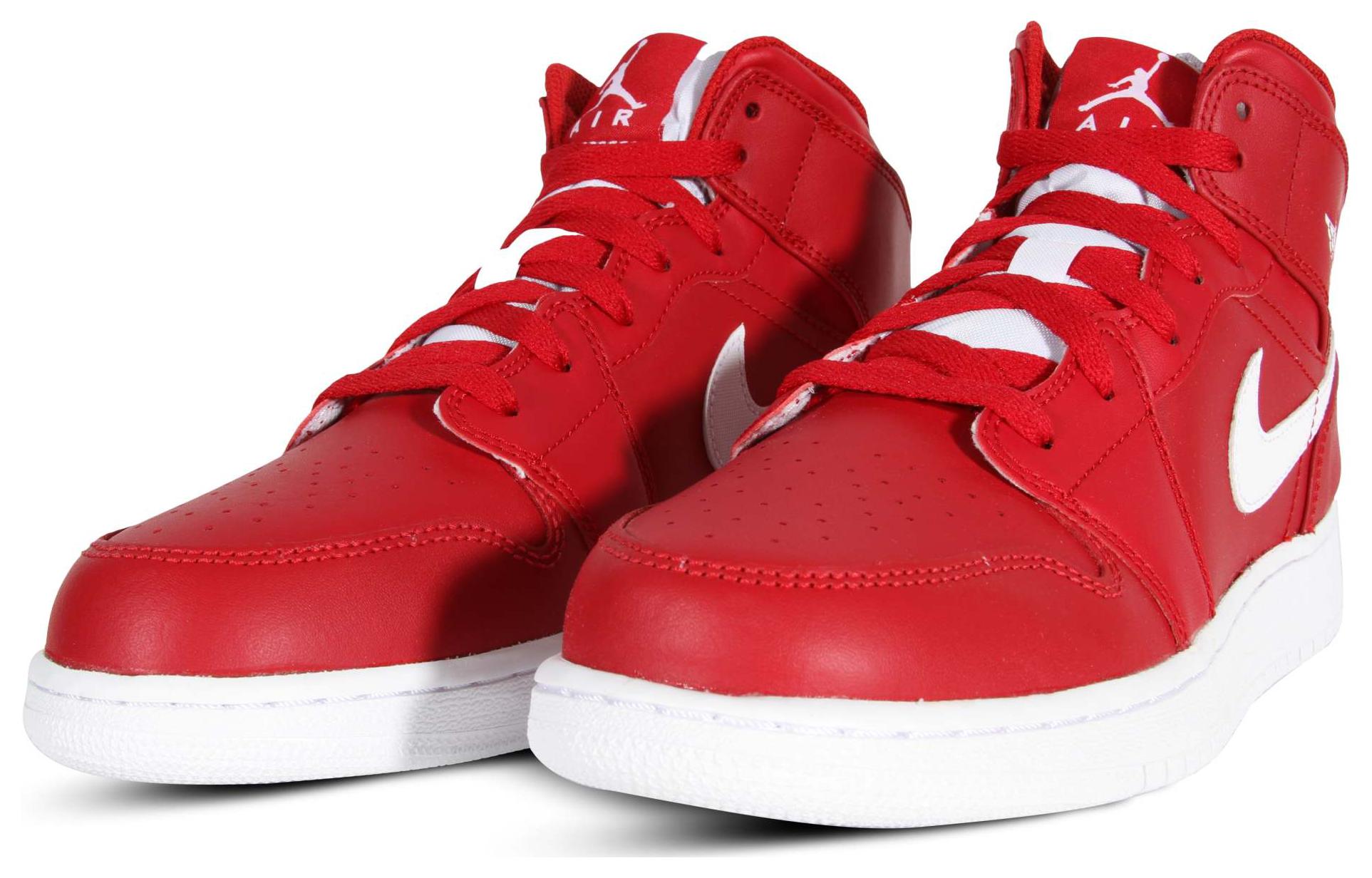 Кроссовки Jordan JordanAir Jordan 1 Mid GS (красно-белые) — Красный / белый — фото 4