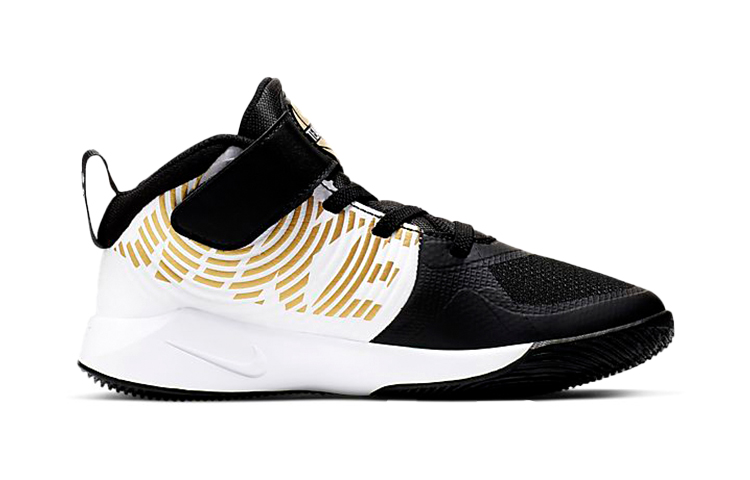 Кроссовки Nike Team Hustle D 9 (бело-черно-золотые) — фото 4