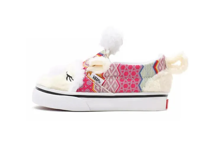Vans Slip on Cute Style Low top Toddler Shoes White Red Infant And Toddler