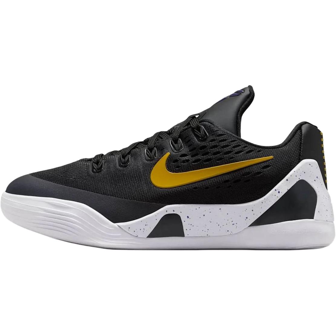 Nike Kobe 9 EM Low Protro Lakers Away Comfortable and Versatile GS Low-top Basketball Shoes Black/Gold Same Style for Men and Women