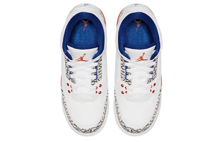 Мужские кроссовки Jordan Air Jordan 3 Knicks GS (бело-сине-оранжевые) — фото 6