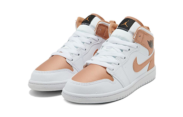 Детские кроссовки Jordan Air Jordan 1 (бело-золотые) — 白/玫瑰金 — фото 4