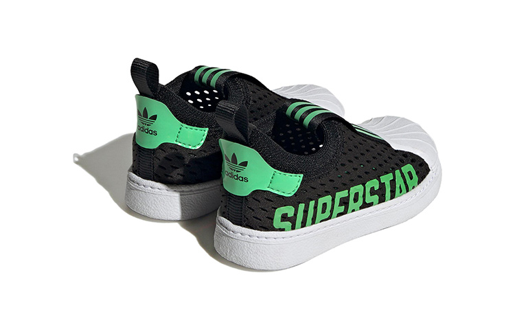 Детские кеды adidas originals SUPERSTAR 360 2.0 (черно-бело-зеленые) — Чёрный / белый / зелёный — фото 5