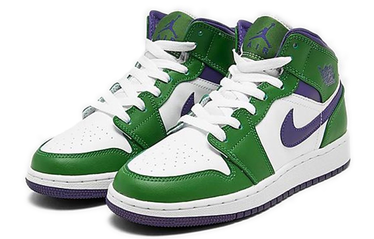 Кеды Jordan Air Jordan 1 Mid (бело-зеленые) — Белыйзелёный — фото 4