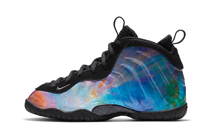 Nike Foamposite One Little XX \"Big Bang\" Nebula spray foam shock-absorbing and wear-resistant mid-top children's basketball shoes blue small and medium-sized children