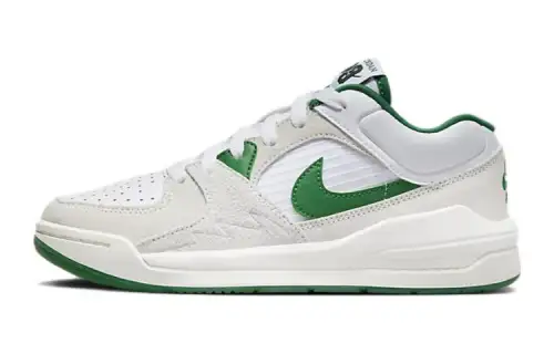 Jordan Stadium 90 GS comfortable sports wear-resistant rebound low-top children's basketball shoes white and green