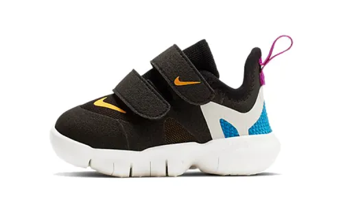 Nike Free RN 5.0 Velcro Casual Low Top Running Shoes Black and Yellow Infants