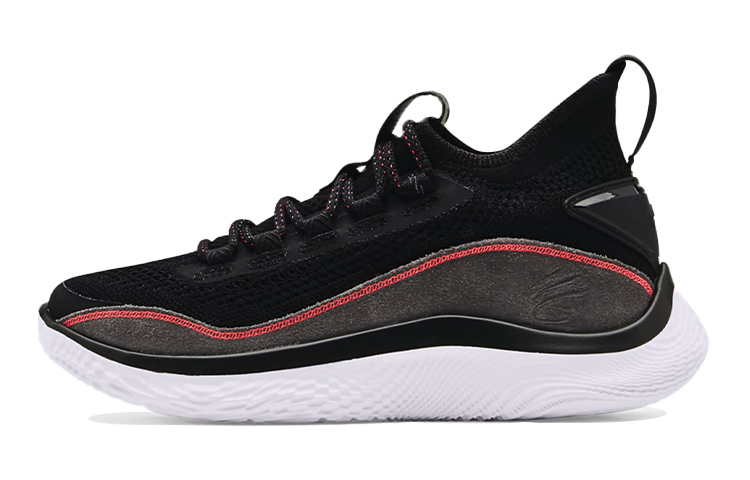 Under Armour Curry 8 Curry 8 \"Beautiful Flow\" shock-absorbing anti-slip mid-top practical basketball shoes black and white youth