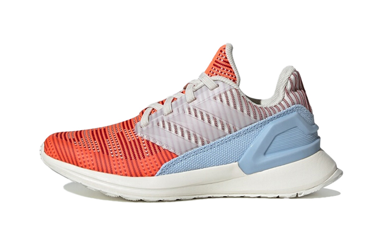 Adidas Rapidarun Knit El C BP mesh non-slip shock absorption low top running shoes blue red white children