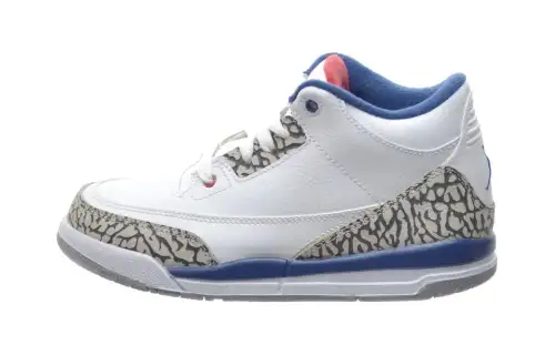 Jordan Air Jordan 3 Retro True Blue 2016 BP Versatile Anti-slip Wear-Resistant Increased Children's Basketball Shoes White Children's