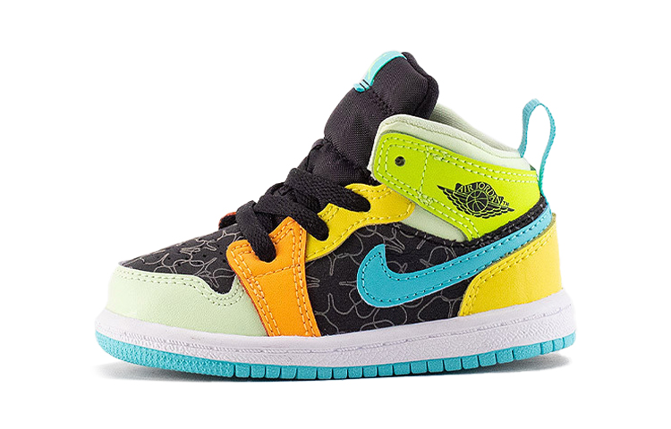 Кроссовки Jordan Air Jordan 1 Mid SE (черные) — 蓝黑橘 — фото 1