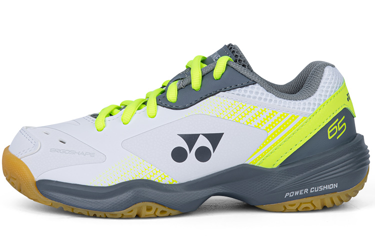 YONEX Yonex 65 series 3 round toe lace-up anti-slip shock absorption low-top children's training shoes white lime children's style