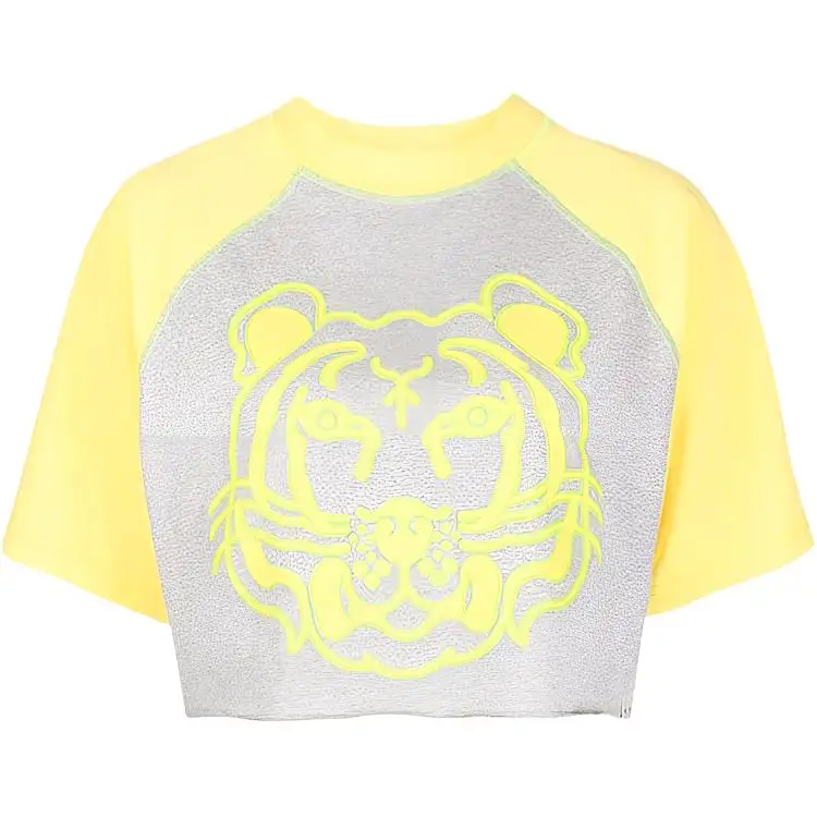KENZO Crop Tops Women's Yellow Crew Neck Moderate
