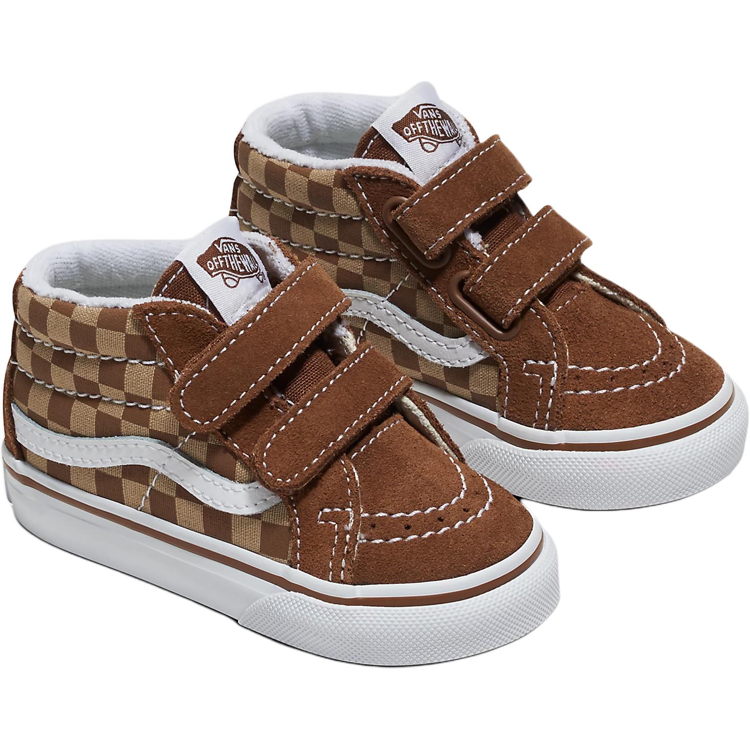 Детские кеды Vans SK8 MID Reissue V (коричнево-белые) — фото 2