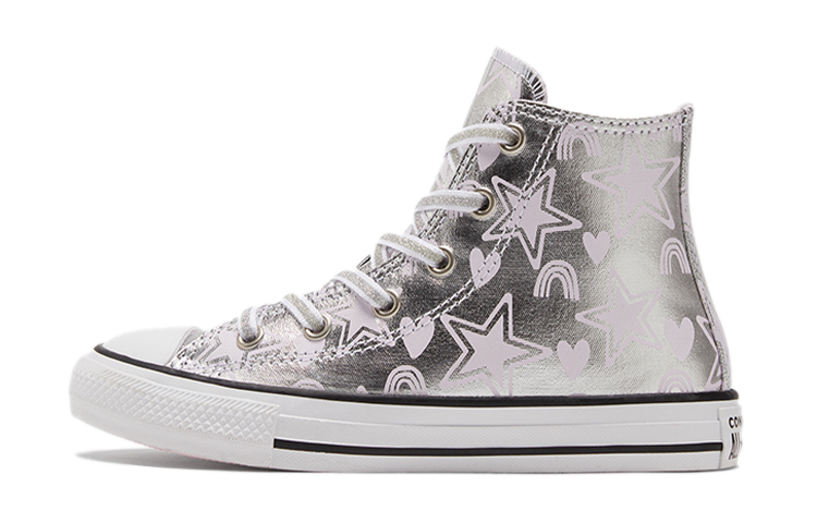 Детские кеды Converse All Star (розово-серебристые)