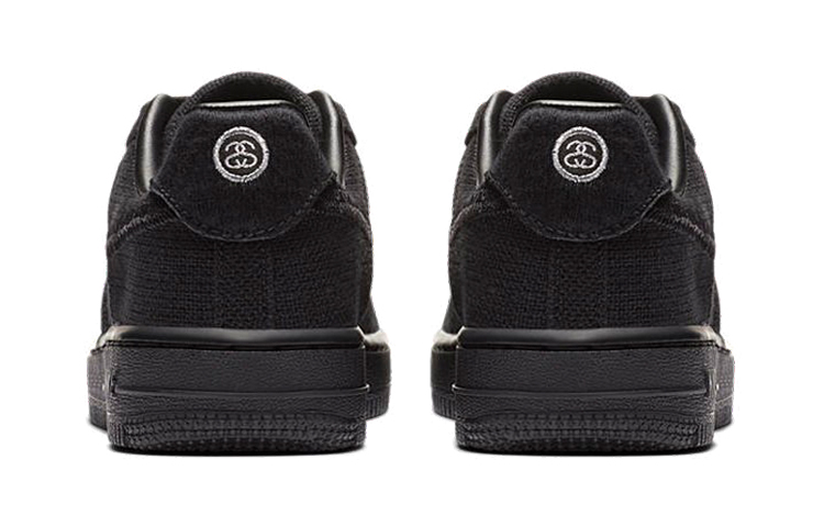 Кроссовки Stussy x Nike Air Force 1 (черные) — Чёрный — фото 7