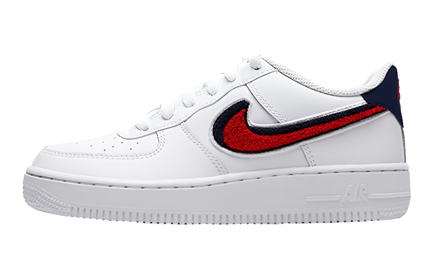 Кеды Nike NikeAir Force 1 3D Chenille Swoosh GS (белый / синий / красный)