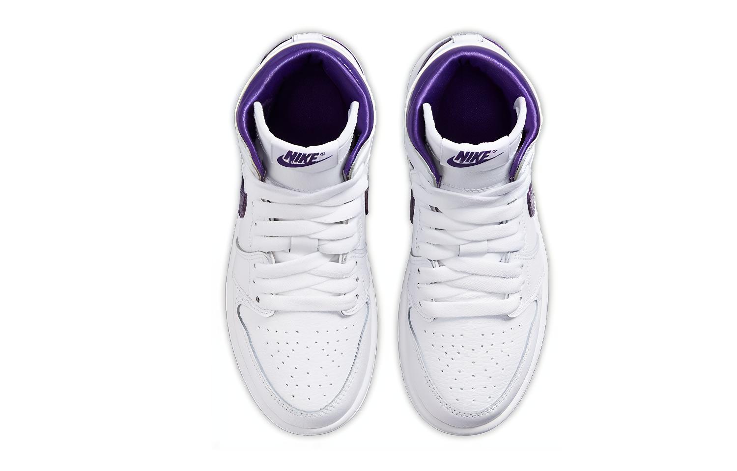 Детские кроссовки Jordan Air Jordan 1 High OG Court Purple BP (бело-фиолетовые) — Белый / фиолетовый — фото 5