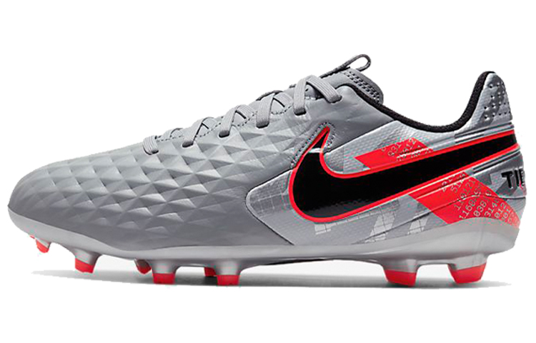 Nike Tiempo Legend 8 Jr. Tiempo Legend 8 Academy MG comfortable laces, simple and versatile, non-slip, shock-absorbing and wear-resistant, low-top children's football shoes, gray black red, children's style