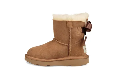 UGG Bailey Bow II velvet snow boots, children's boots, chestnut brown, small and medium-sized children