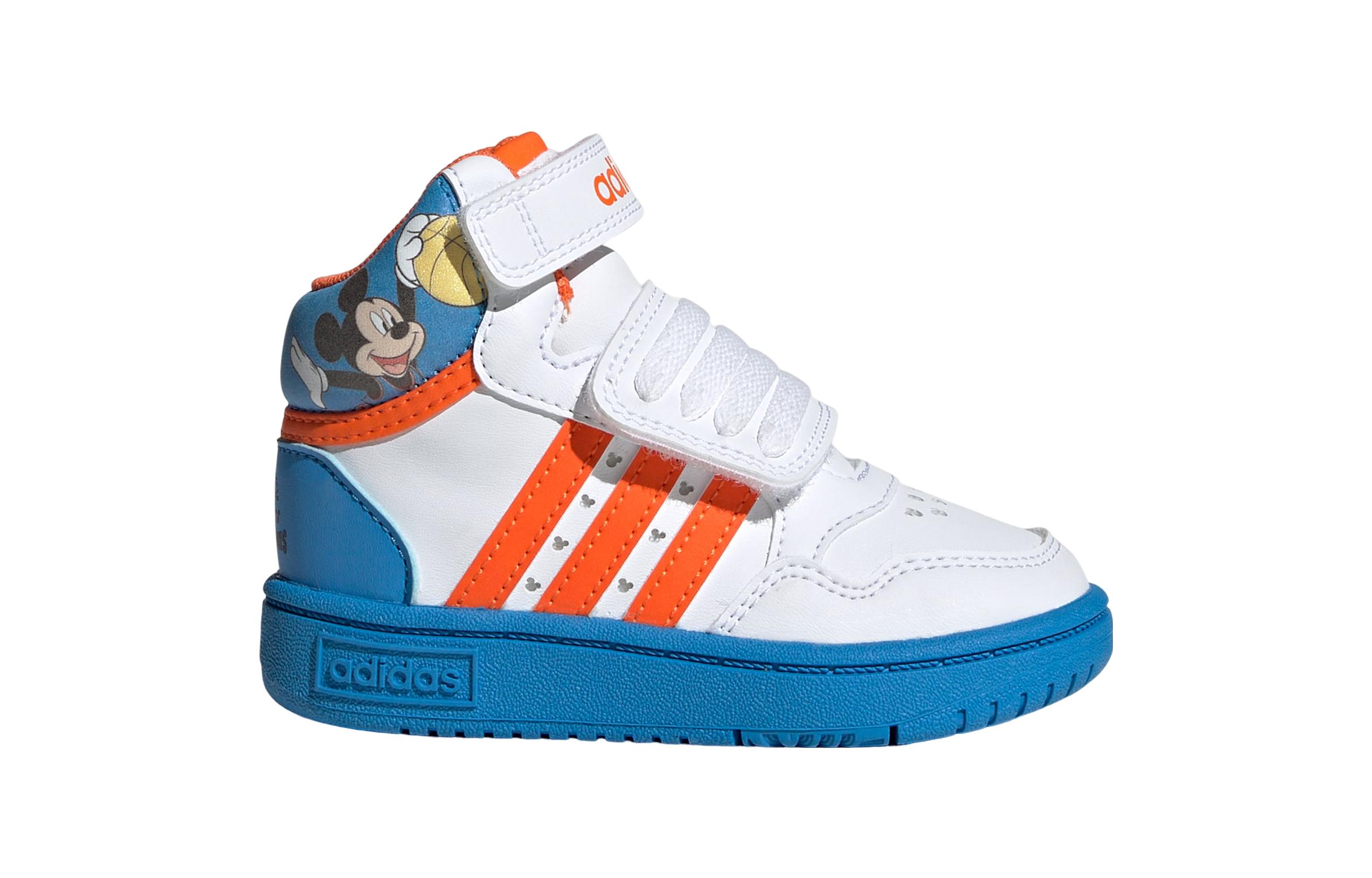 Детские кеды adidas Hoops Mid (белый) — Белый / синий / оранжевый — фото 3