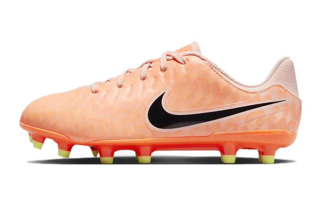 Nike Tiempo Legend 10 Artificial Turf Slip Resistant Abrasion Resistant Low top Soccer Shoes Orange Kids'