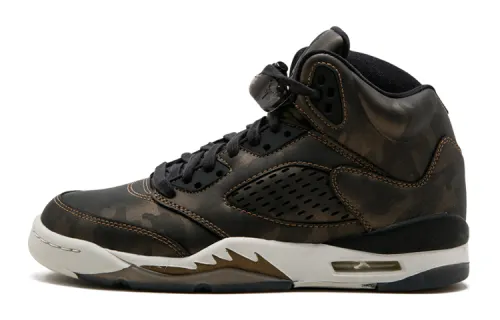 Jordan Air Jordan 5 Retro Heiress Camo GS mid-top basketball shoes dark gold same style for men and women