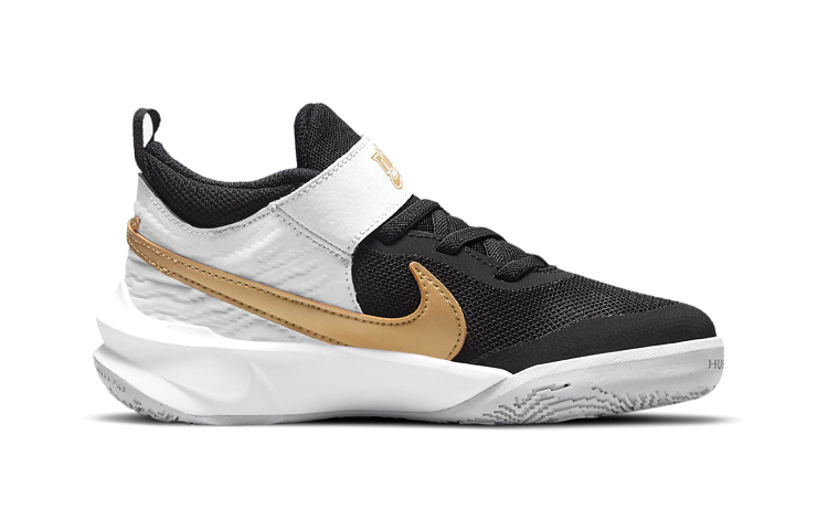 Детские кроссовки Nike Team Hustle D 10 (черно-бело-золотой) — Чёрный / белый / золотой — фото 5