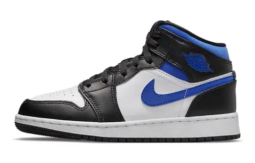 Jordan 1 Mid White Black Racer Blue GS